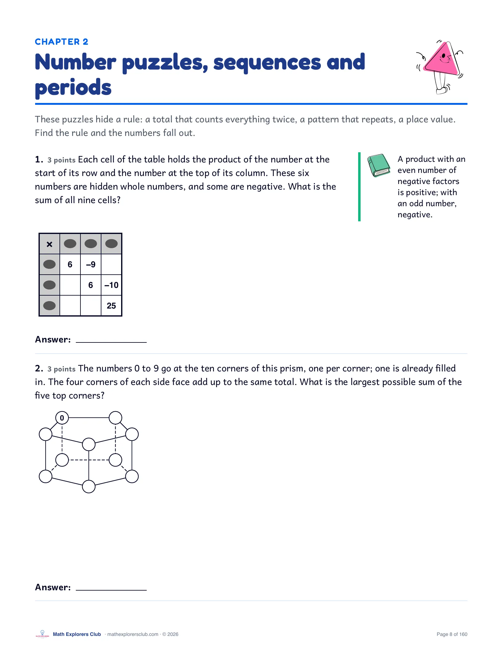 A chapter page from inside the Math Kangaroo Prep Guide — Grades 7–8
